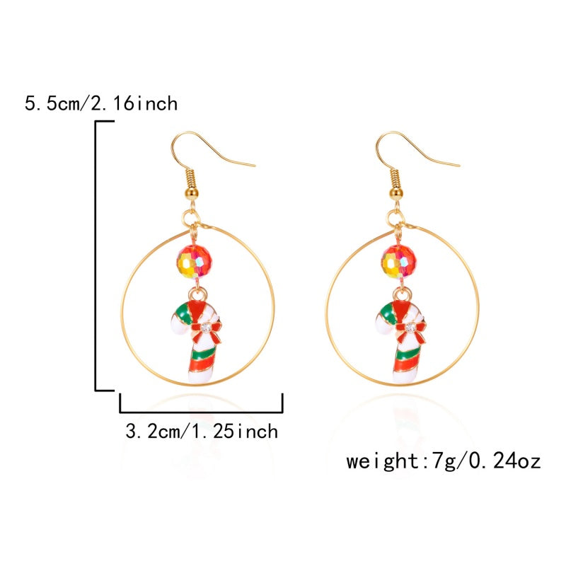 14K Gold-Plated Christmas Tree Santa Claus Snowman Geometric Ear Hook Earrings