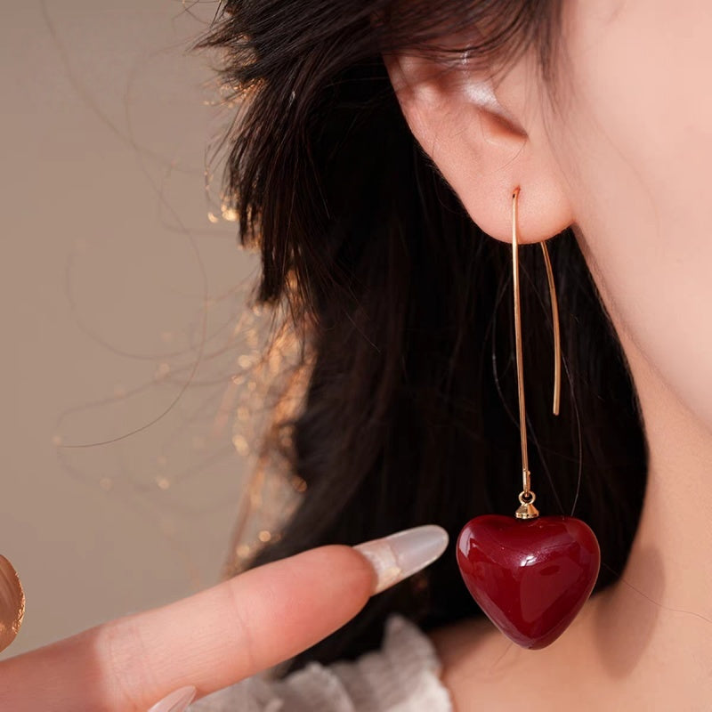 14K Gold-Plated Elegant Heart Ear Hook Earrings