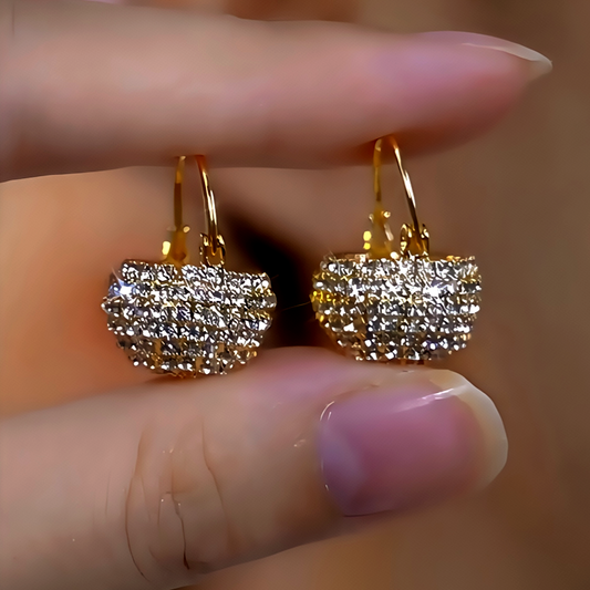 14K Gold-Plated Elegant Zircon Diamond Basket Earrings