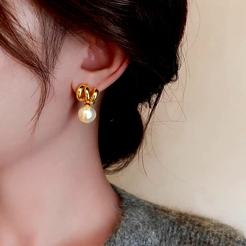 14K Gold-Plated Luxury Multi-layer Pearl Earrings