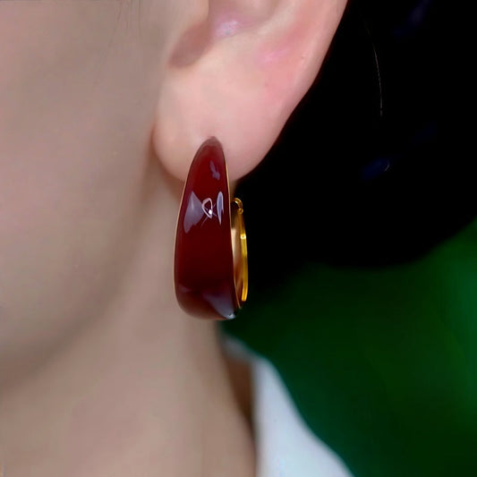 14K Gold-Plated Oil Drop Hoop Earrings