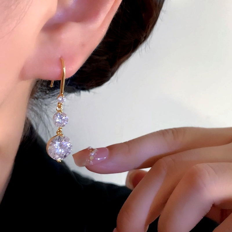 14K Gold-Plated Zircon Diamond Ear Hooks