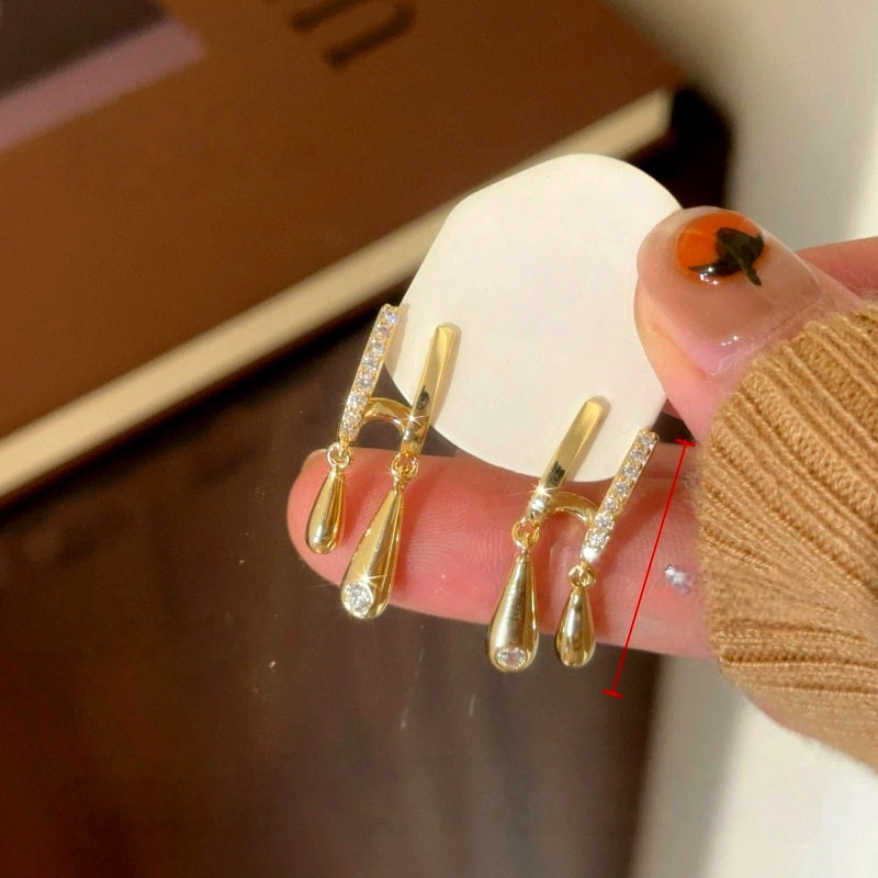 14K Gold-Plated Zircon Water Earrings