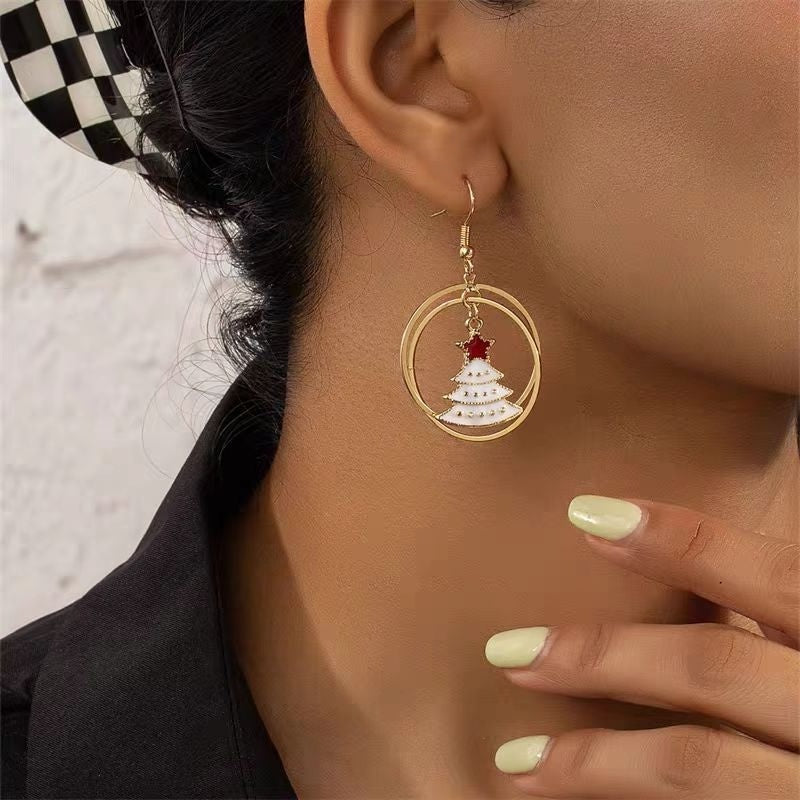 Silver Post Christmas Tree Earrings