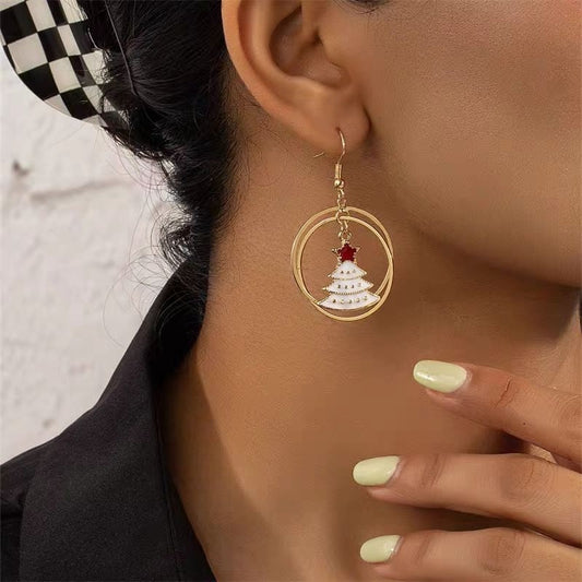 Silver Post Christmas Tree Earrings