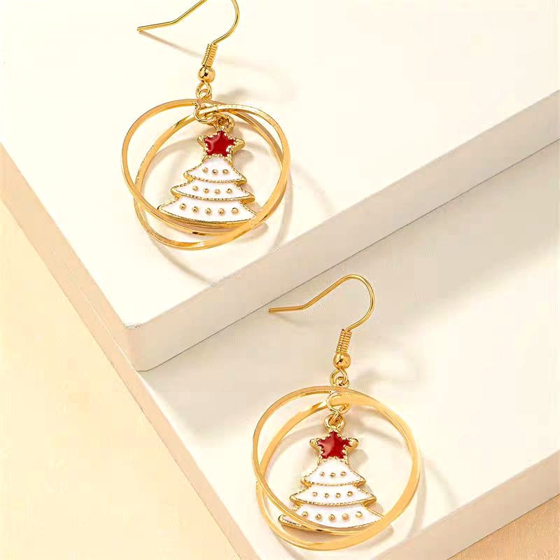 Silver Post Christmas Tree Earrings