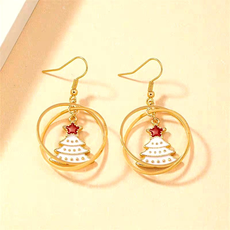 Silver Post Christmas Tree Earrings