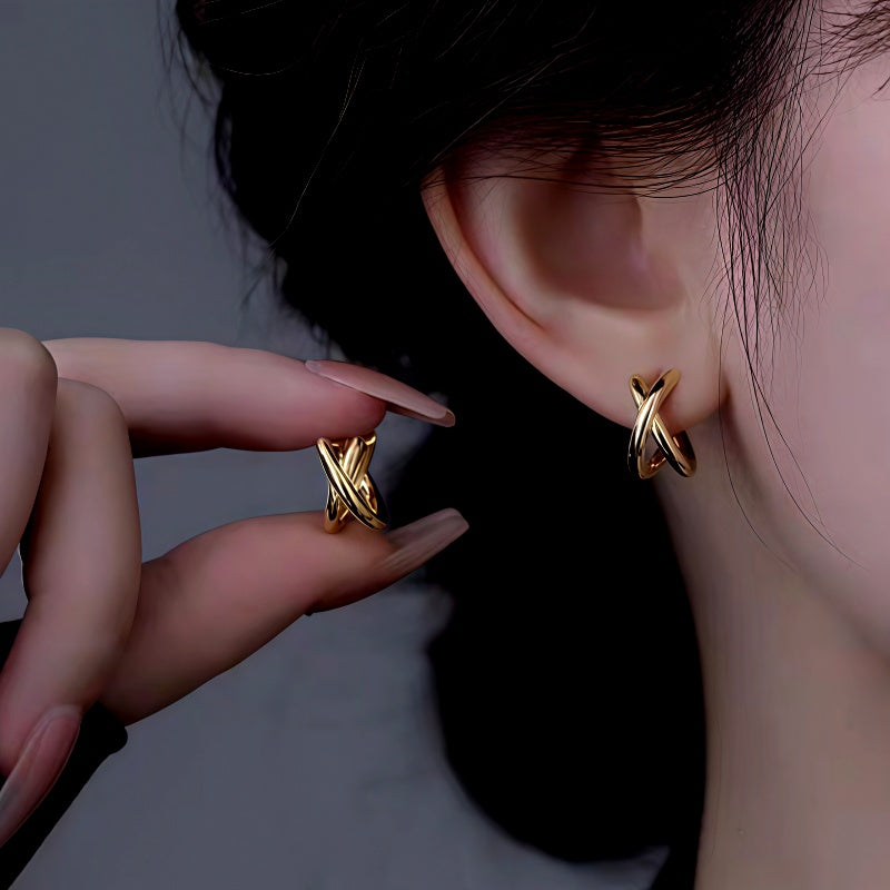 Sterling Silver Little X Hoop Earrings