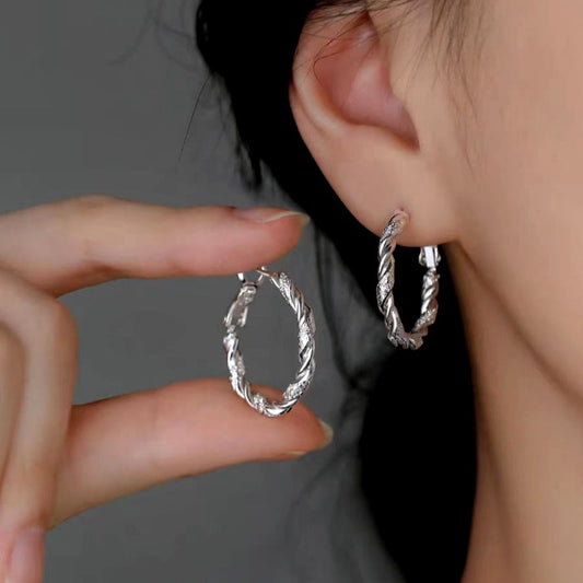 Sterling Silver Zircon Diamond Hoop Earrings