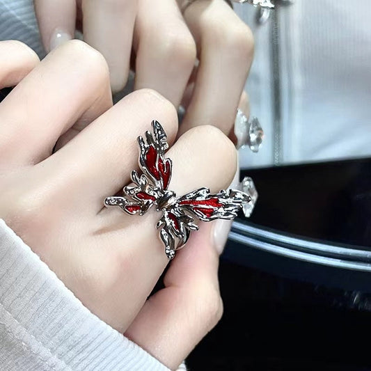 Adjustable Red Butterfly Rings for Halloween Gift Daily