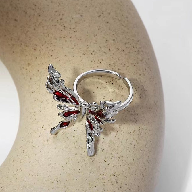 Adjustable Red Butterfly Rings for Halloween Gift Daily