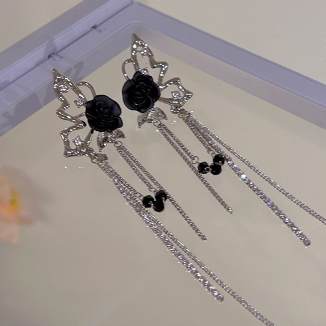 Halloween Black Rose Fairy Vintage Ear Clips Cuffs