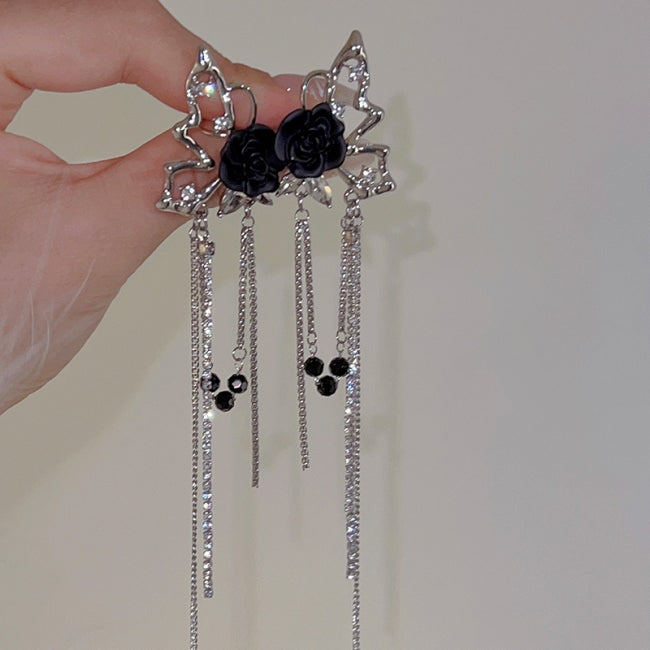 Halloween Black Rose Fairy Vintage Ear Clips Cuffs