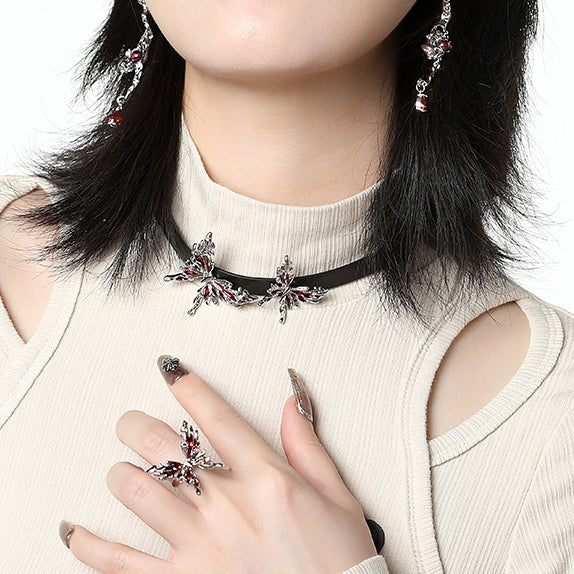 Red Butterfly Premium Choker for Halloween Gift Daily