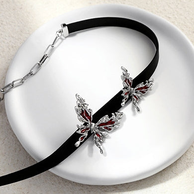Red Butterfly Premium Choker for Halloween Gift Daily