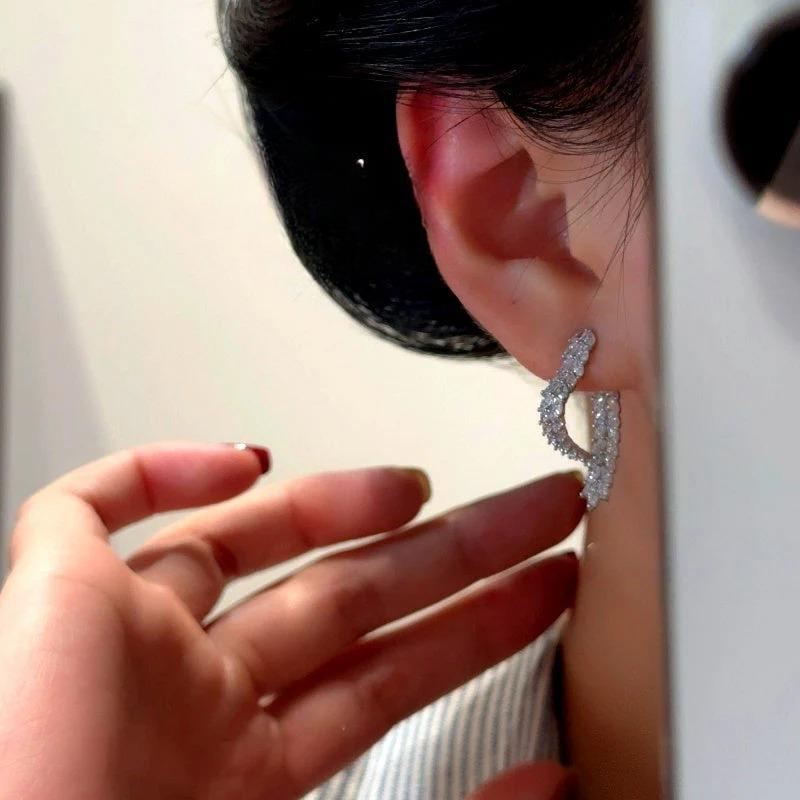 14K Gold-Plated Luxury Zircon Diamond Heart Earrings