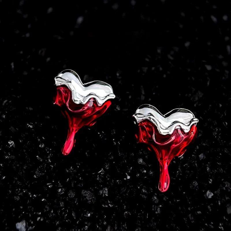 14K Gold-Plated 2025 Halloween Heart Stud Earrings