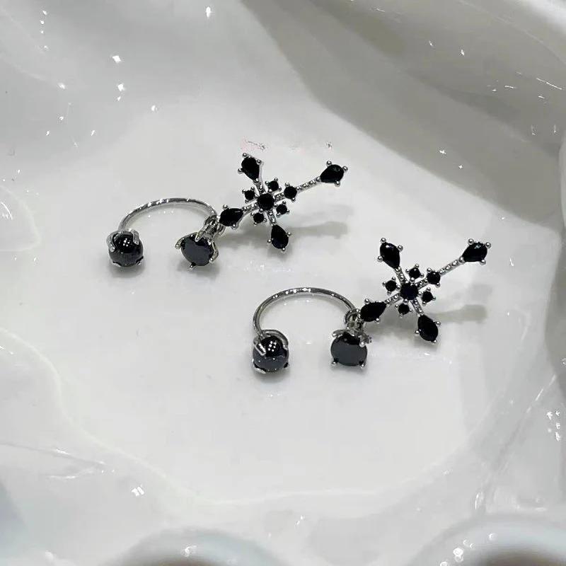 14K Gold-Plated Zircon Diamond Cross Earrings