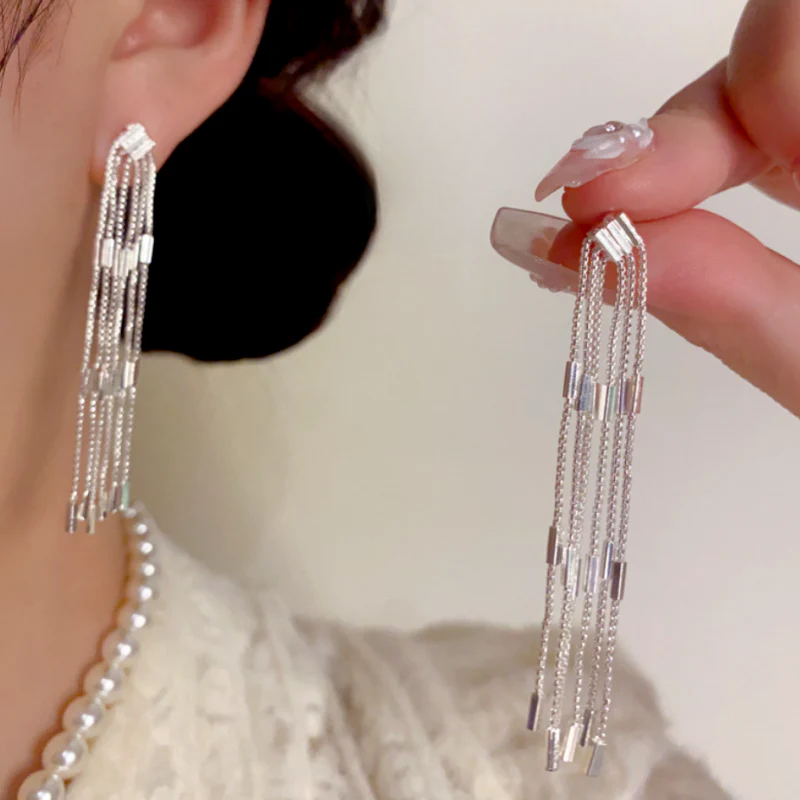 14K Gold-Plated Chain Tassel Earrings