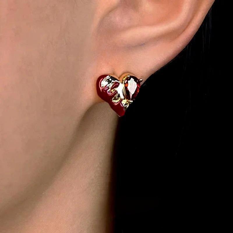 14K Gold-Plated 2025 Halloween Heart Stud Earrings