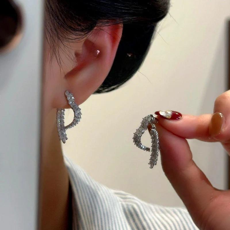 14K Gold-Plated Luxury Zircon Diamond Heart Earrings